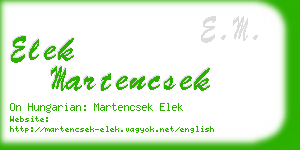 elek martencsek business card